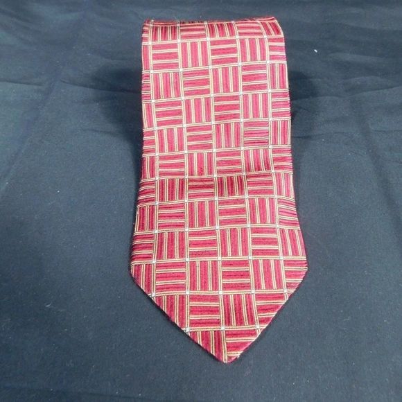 Jos. A. Bank Other - Jos A Bank Metallic Red & Gold Geometric Silk Tie